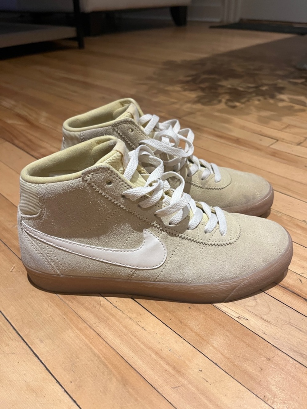 Nike Butter yellow high Top Sneakers with gum sole